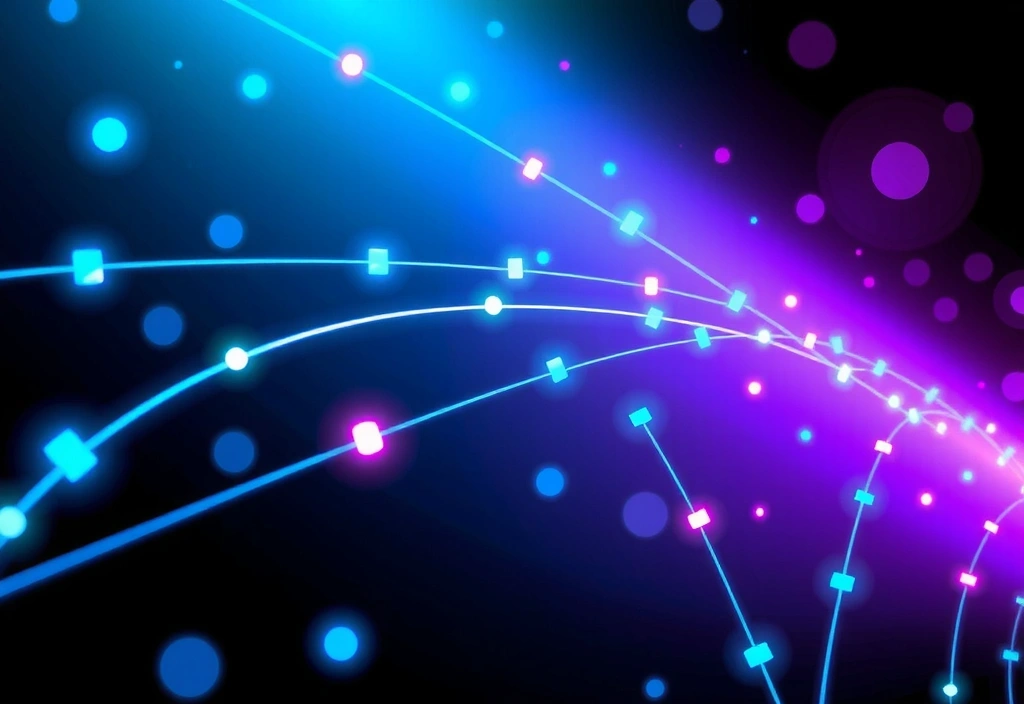 Elemente abstracte de design digital, reprezentând inovația și conectivitatea