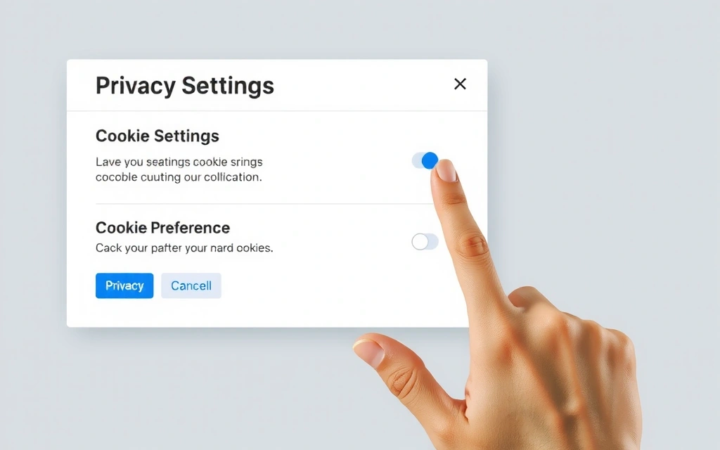 Ilustrație opțiuni de confidențialitate și setări cookie-uri
