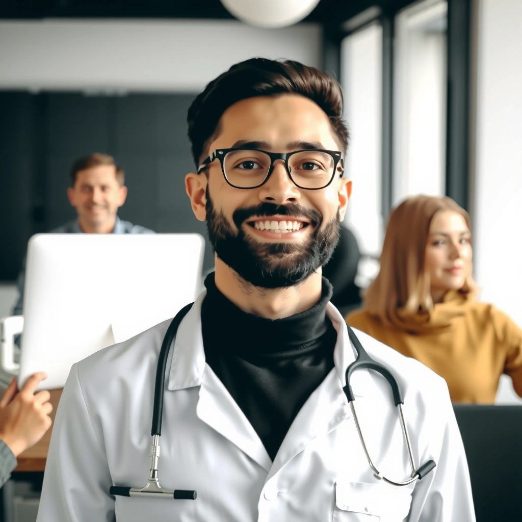 Portret stilizat al unui membru al echipei visualmint, un specialist în marketing digital.