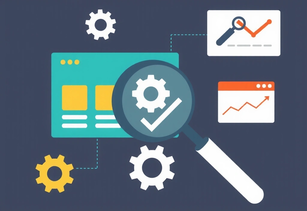 Ilustrație cu testare software și optimizare