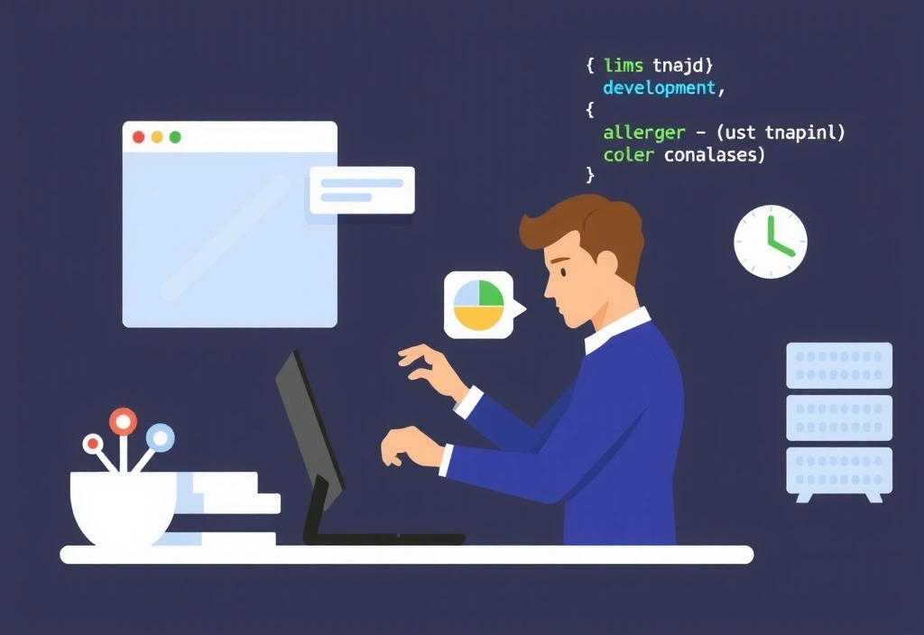 Ilustrație cu dezvoltare web și codare