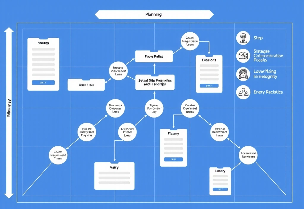 Ilustrație cu planificare, strategie și wireframe-uri