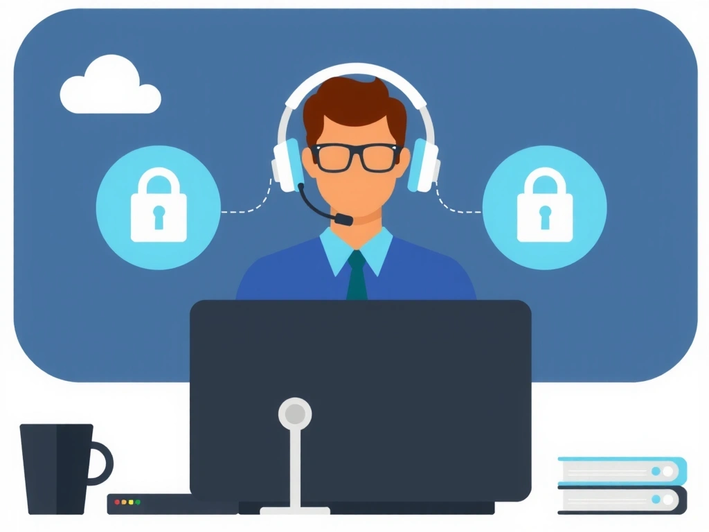 Ilustrație a serviciilor de mentenanță și suport tehnic pentru site-uri web, cu elemente de securitate și actualizări