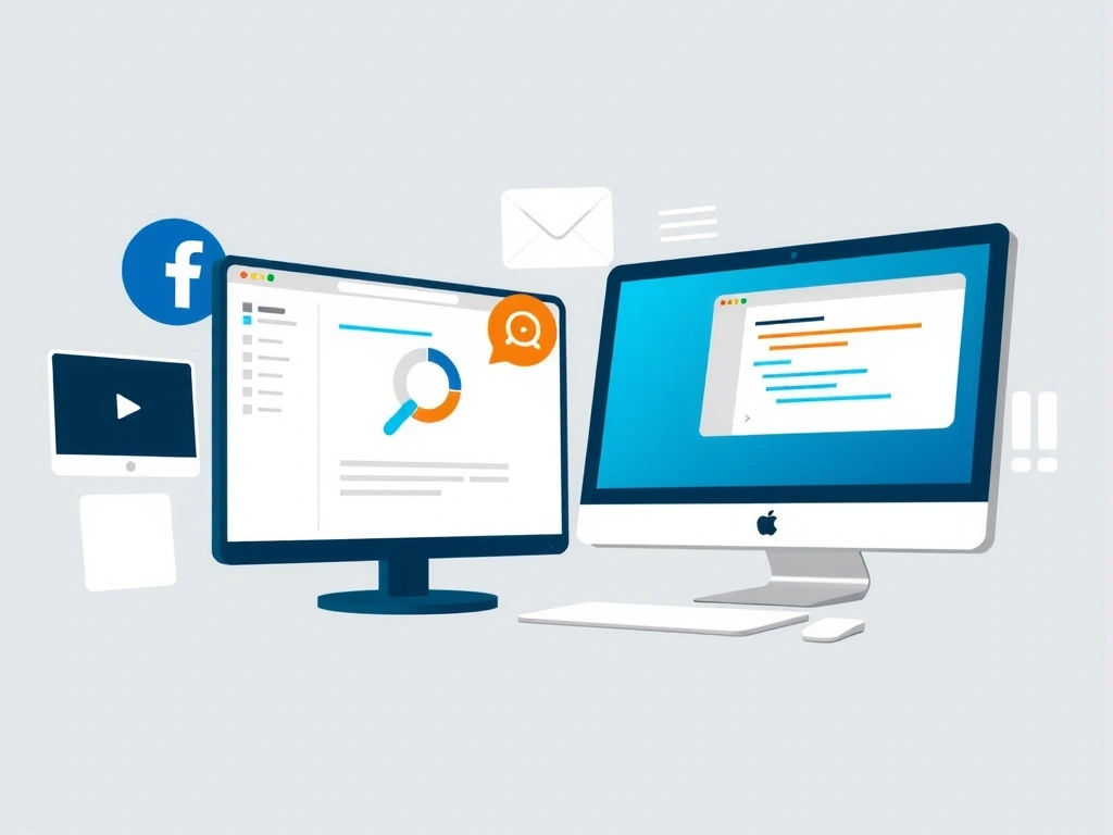 Ilustrație a procesului de web design și dezvoltare, incluzând codare, UI/UX și prototipare